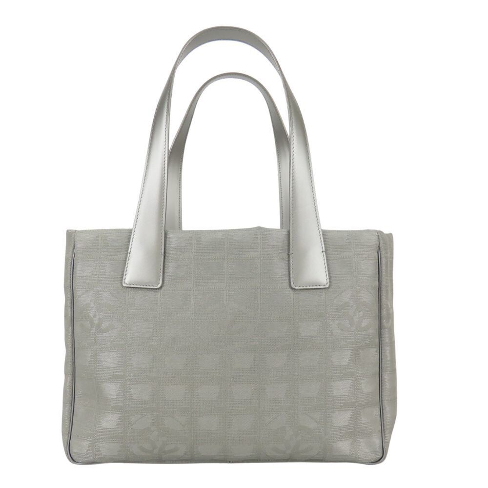 Chanel Tote Bag New Travel Line PM Coco Mark Jacquard Nylon Silver Shoulder (...